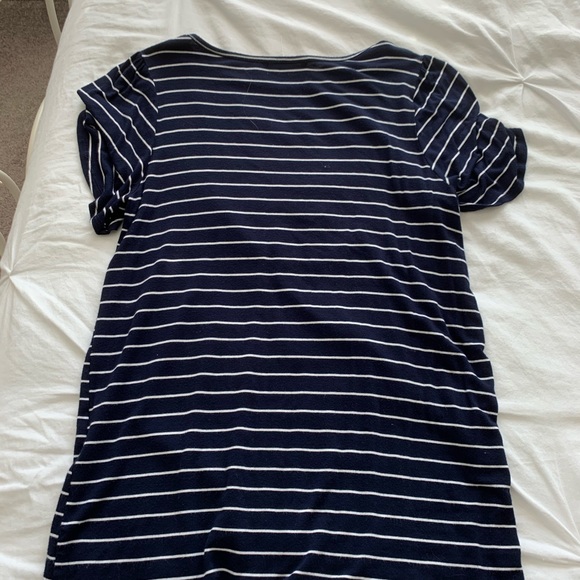 small navy blue and white striped short sleeve - Picture 4 of 4